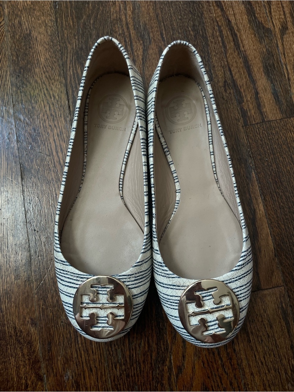 Tory Burch Reva Snakeskins Flats Size 8M
